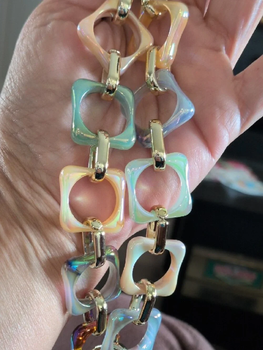 Iridescent Multi-Color Chain Strap Extender Or Bag Charm